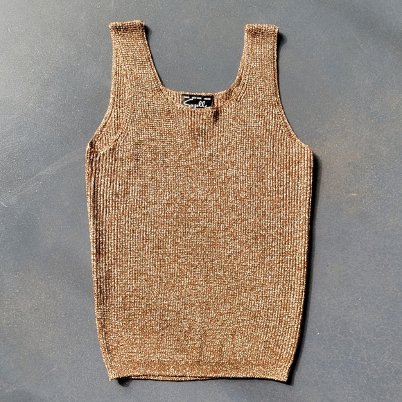 Vintage Rose Gold Knit Tank Top by Suzelle - Picture 2 of 7